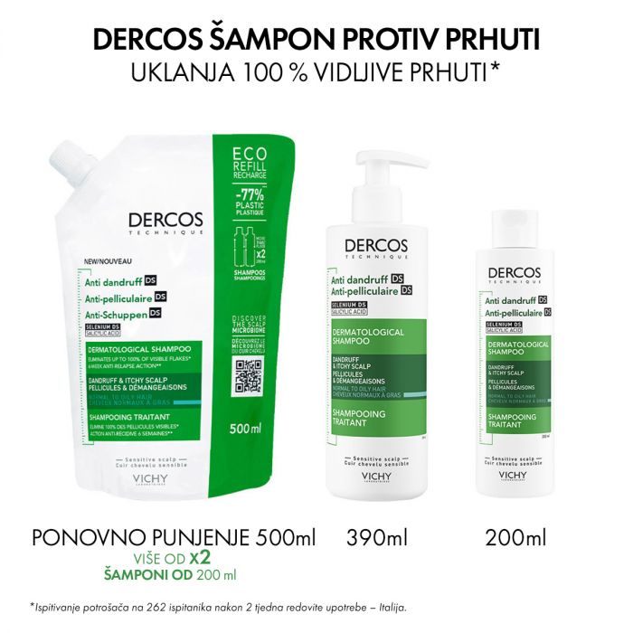 VICHY DERCOS ŠAMPON PROTIV PERUTI ZA NORMALNU DO MASNU KOSU 390 ml