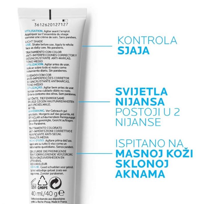 LA ROCHE-POSAY EFFACLAR DUO (+) UNIFIANT TONIRANA KREMA LIGHT