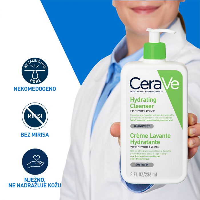 CERAVE HYDRATING CLEANSER - 236 ml NJEŽNA EMULZIJA ZA UKLANJANJE ŠMINKE 