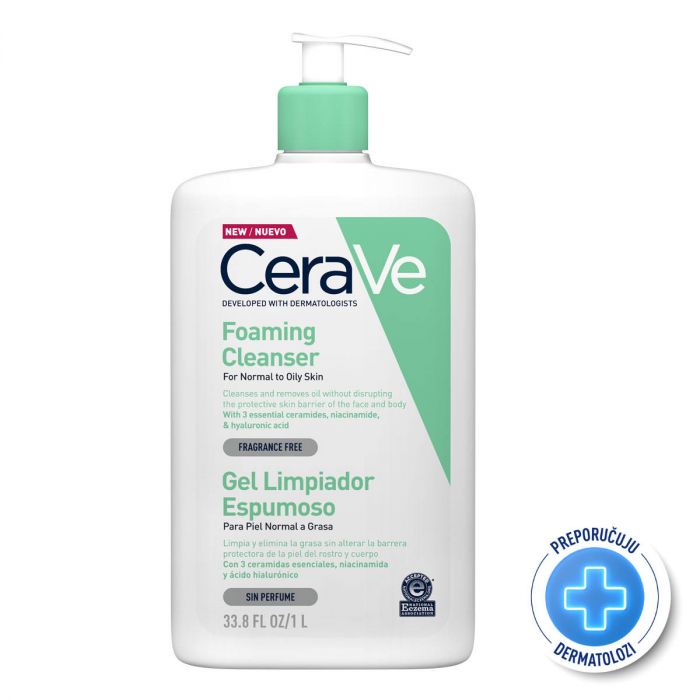 CERAVE CLEANSER FOAMING 1000 ML - PJENUŠAVI GEL ZA ČIŠĆENJE, NORMALNA I MASNA KOŽA