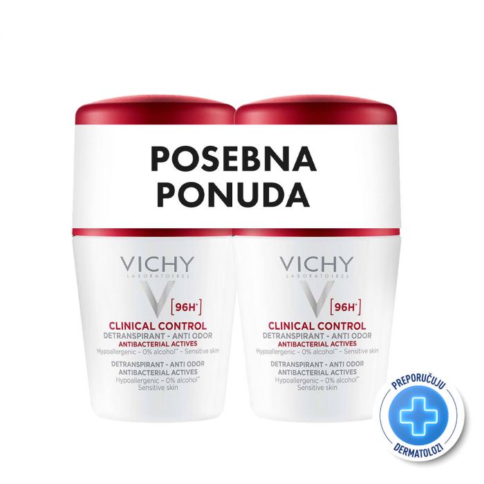 VICHY DEO ROLL-ON  96H CLINICAL CONTROL DUO 2x50ml