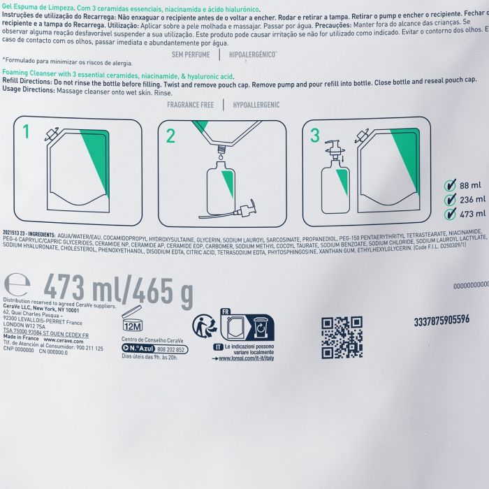 CERAVE GEL PJENA ZA LICE REFIL 473ml