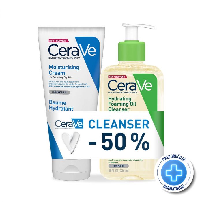 CERAVE HYDRATING CLEANSER OIL 236ml + MOISTURISING CREAM 177ml