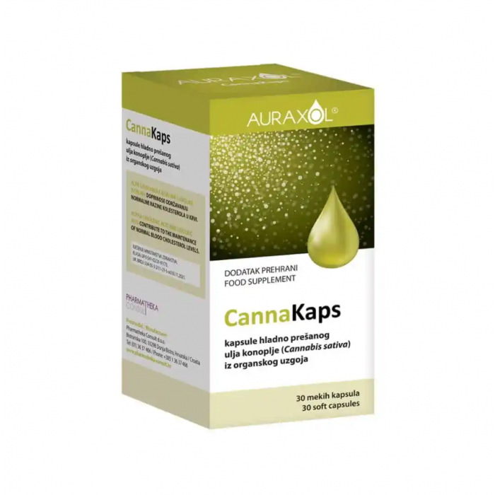 AURAXOL CANNAKAPS - KAPSULE HLADNO PREŠANOG ULJA KONOPLJE 