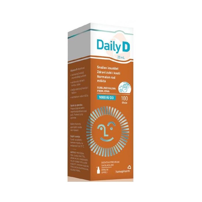 HAMAPHARM VITAMIN D DAILY D 1000 IU ORAL SPREJ MALINA