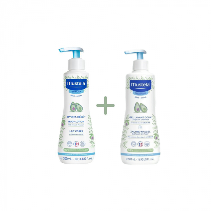 MUSTELA HIDRATANTNO MLIJEKO ZA TIJELO 300 ML + MUSTELA DERMATOLOŠKI GEL 500 ML