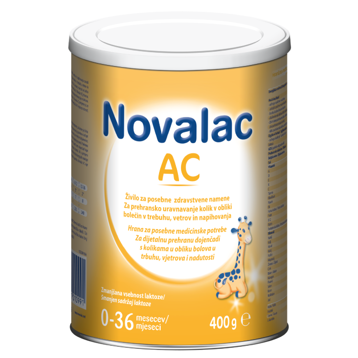 NOVALAC AC 400 G PRILAGOĐENA MLIJEČNA HRANA ZA DOJENČAD S KOLIKAMA (NOVA FORMULA)