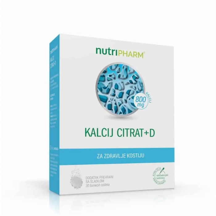 NUTRIPHARM - KALCIJ CITRAT + VITAMIN D ŠUMEĆE TABLETE