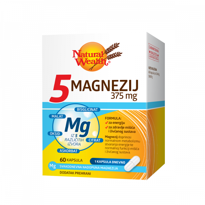 NATURAL WEALTH 5 MAGNEZIJ 375 mg KAPSULE 60