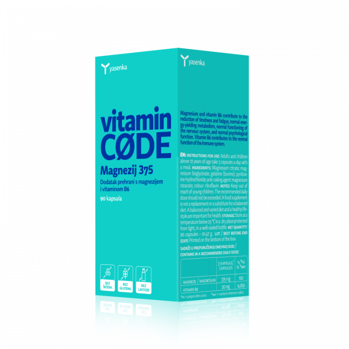 YASENKA VITAMIN CODE MAGNEZIJ 375 + VITAMIN B6 KAPSULE 